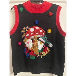 Blizzard Bay Women's 33 Degrees Ugly Christmas Sweater Vest size Large Gnome Mus
